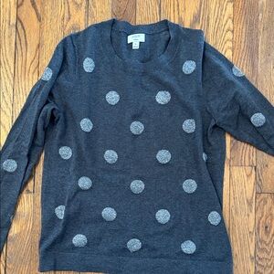 J. Crew Charcoal and Silver Polka Dot Sweater
